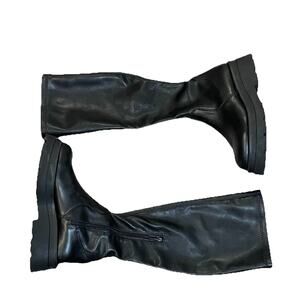 Aldo Knee High Platform Chunky Boots Stretch Black Womens Size 6